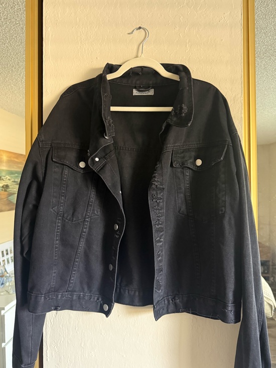 Jackets & Blazers - Black Denim Jacket - Women's Oversized Trucker